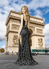 Diana | Black and Purple Mermaid Sequin Corset Prom Dress with Slit - Black - PromDressClub